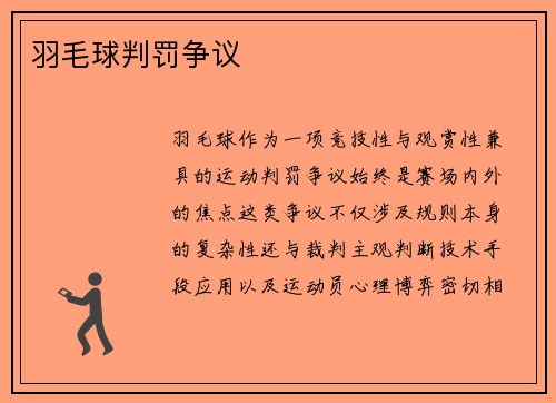 羽毛球判罚争议
